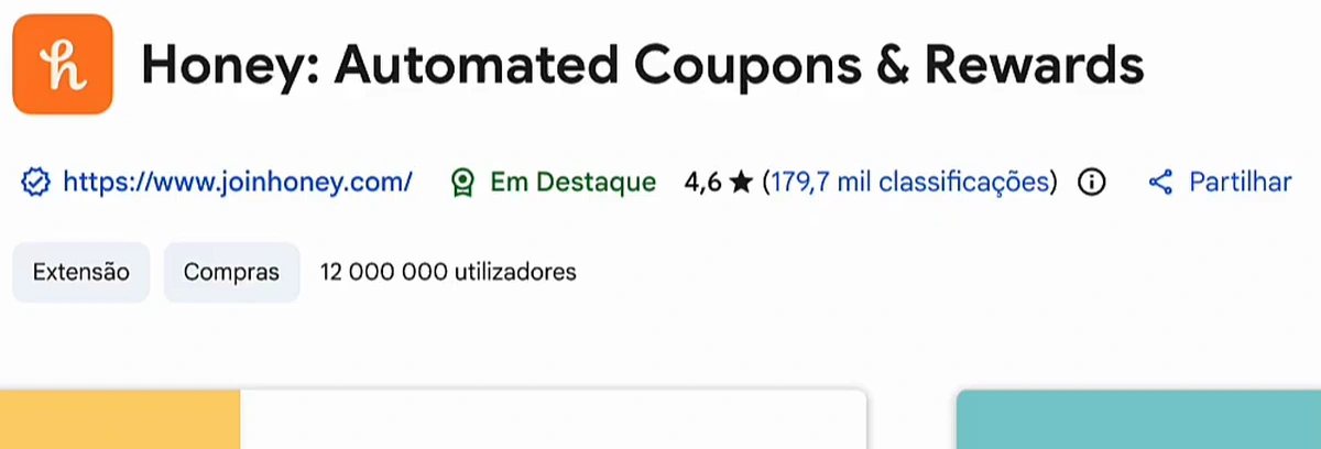 Chrome Web Store listing for Honey: Automated Coupons and Rewards, showing 4.6 stars from 179.7 thousand ratings and 12 million users